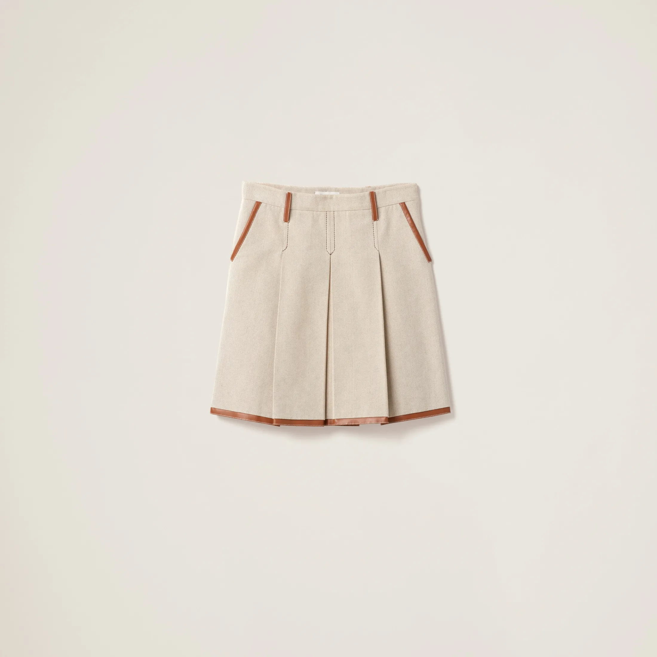 Beige/cognac Canvas Skirt | Miu Miu