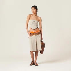 Beige/cognac Canvas Top | Miu Miu