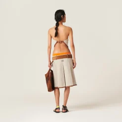 Beige/cognac Canvas Top | Miu Miu