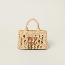 Beige/cognac Crochet Handbag | Miu Miu
