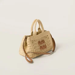 Beige/cognac Crochet Handbag | Miu Miu
