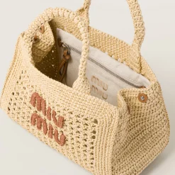 Beige/cognac Crochet Handbag | Miu Miu