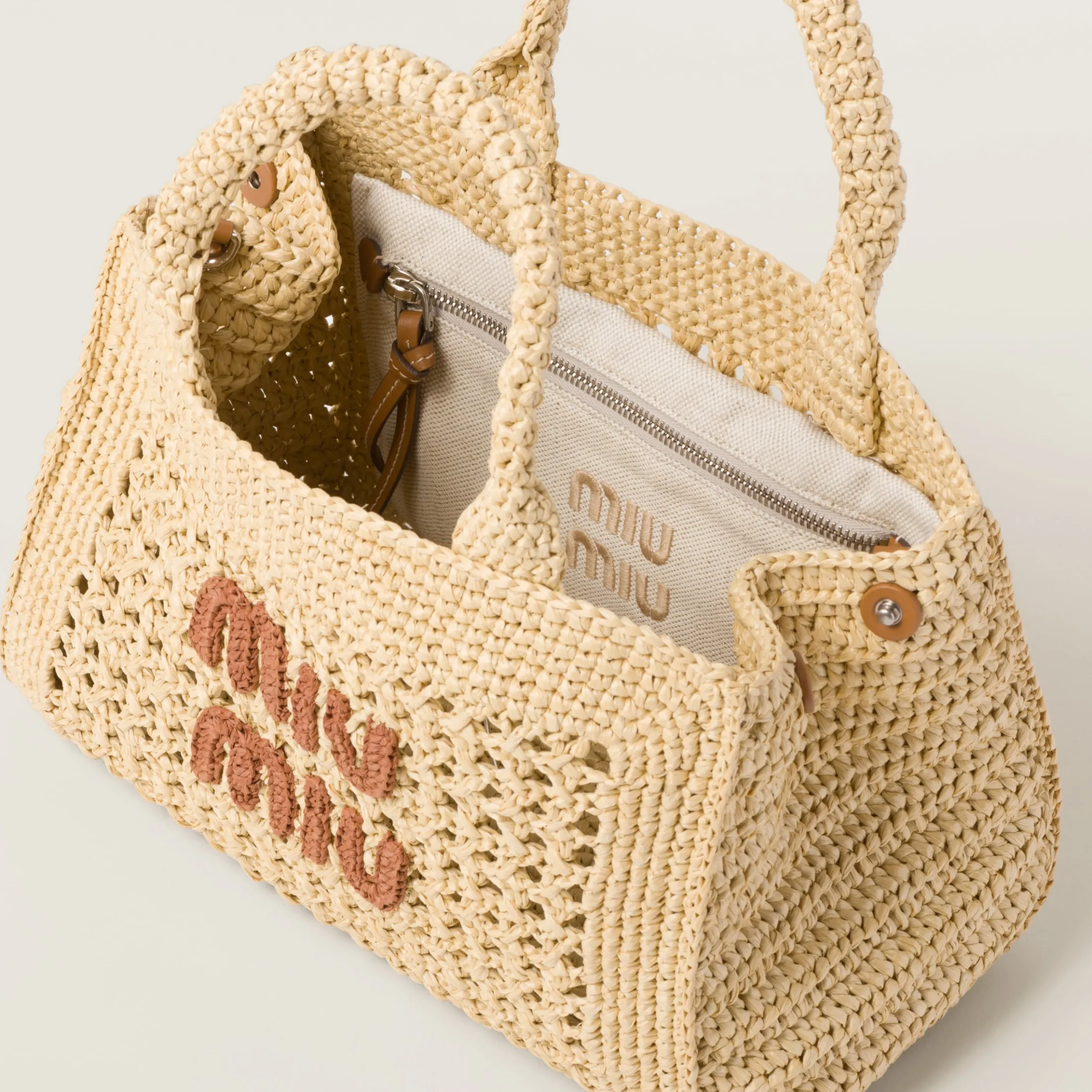 Beige/cognac Crochet Handbag | Miu Miu