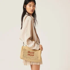 Beige/cognac Crochet Handbag | Miu Miu