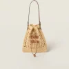 Beige/cognac Woven Fabric Mini-bag | Miu Miu