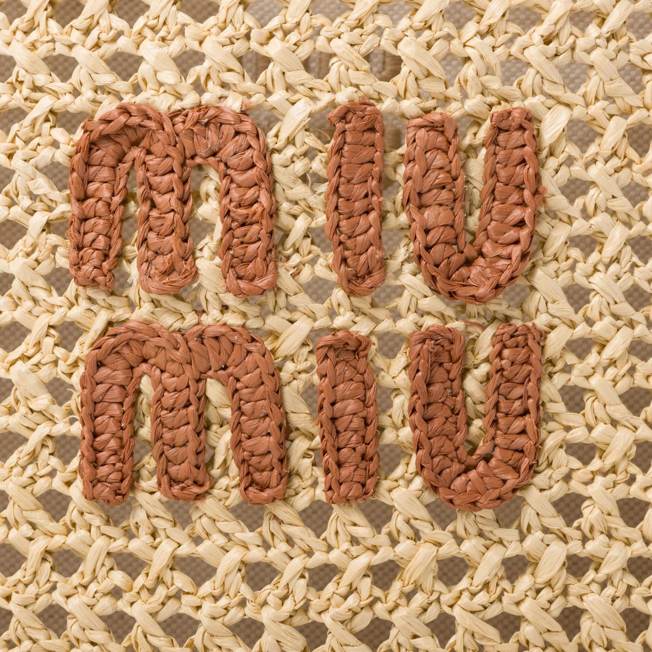 Beige/cognac Woven Fabric Tote Bag | Miu Miu