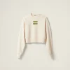 Beige+fern Green Sweatshirt With Embroidered Logo | Miu Miu