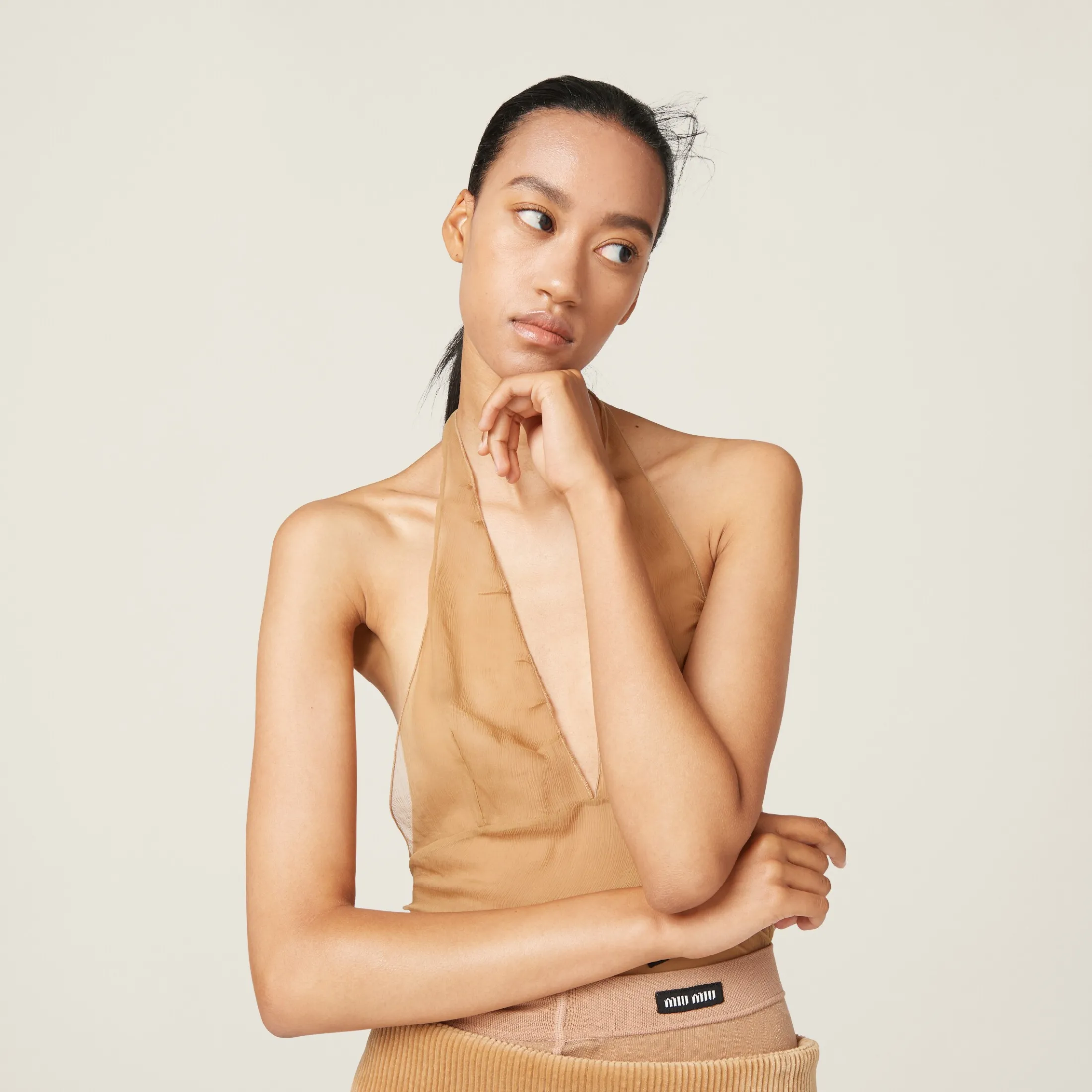 Biscuit Chiffon Top | Miu Miu
