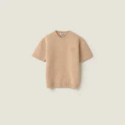 Biscuit Wool And Nylon Sweater | Miu Miu