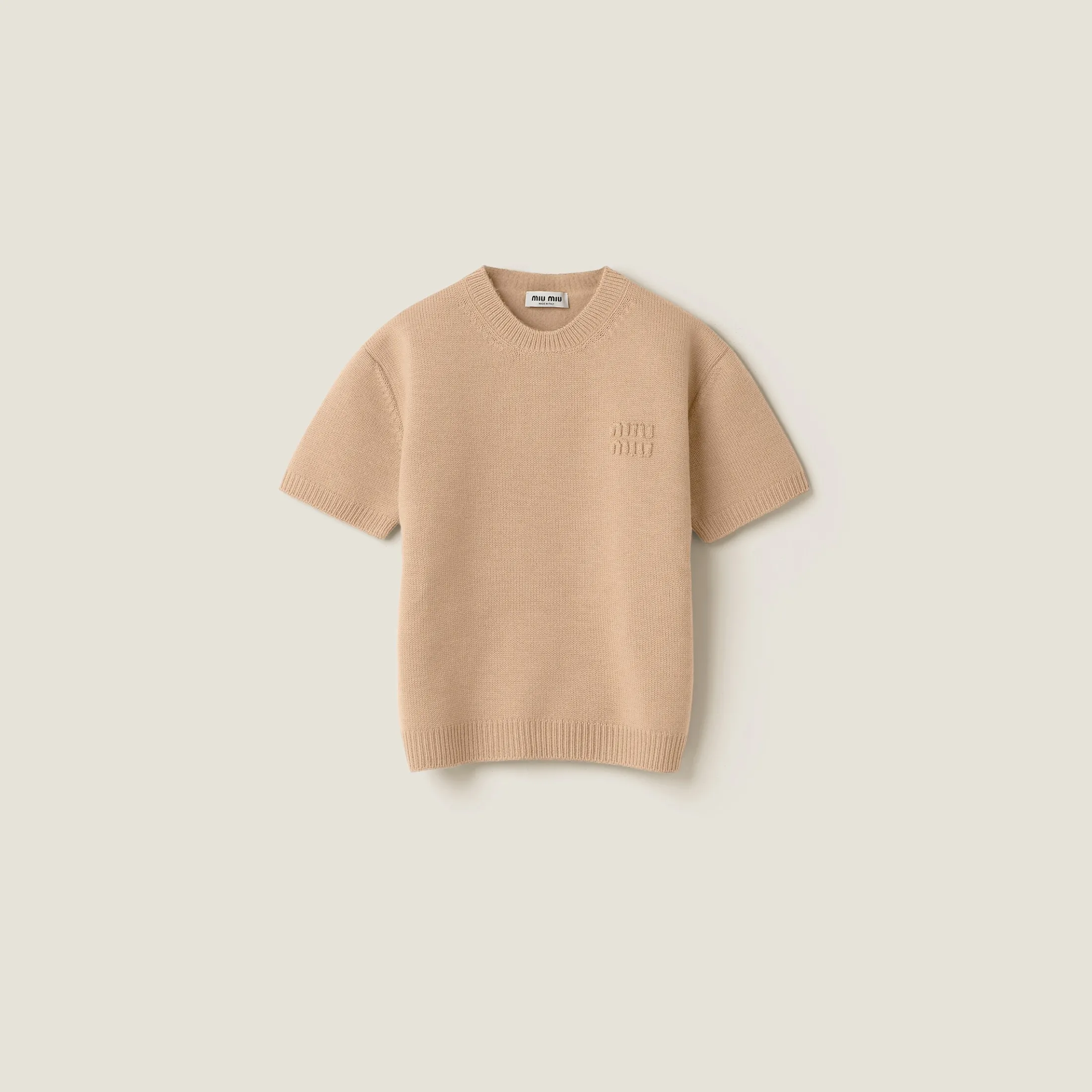 Biscuit Wool And Nylon Sweater | Miu Miu