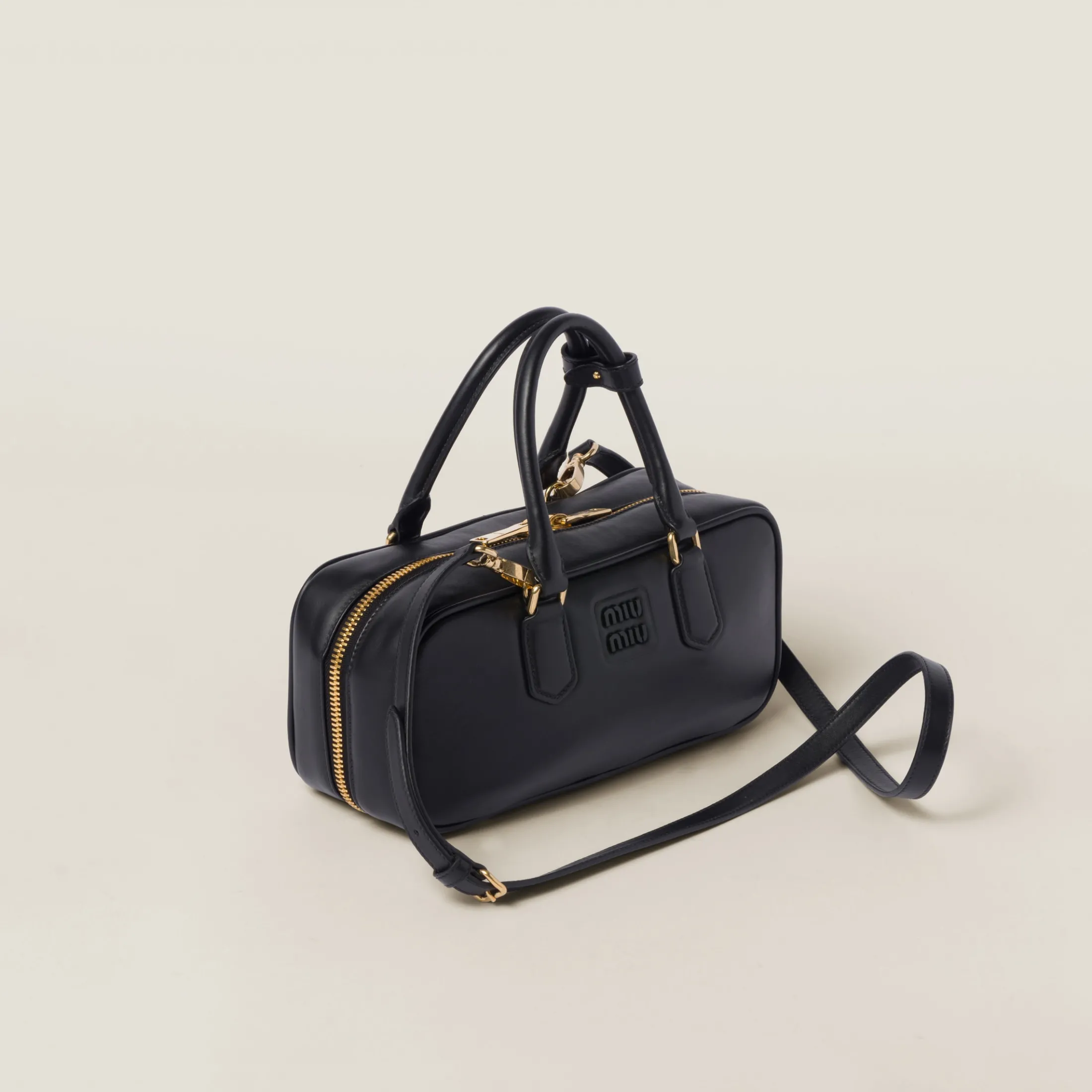 Black Arcadie Leather Bag | Miu Miu