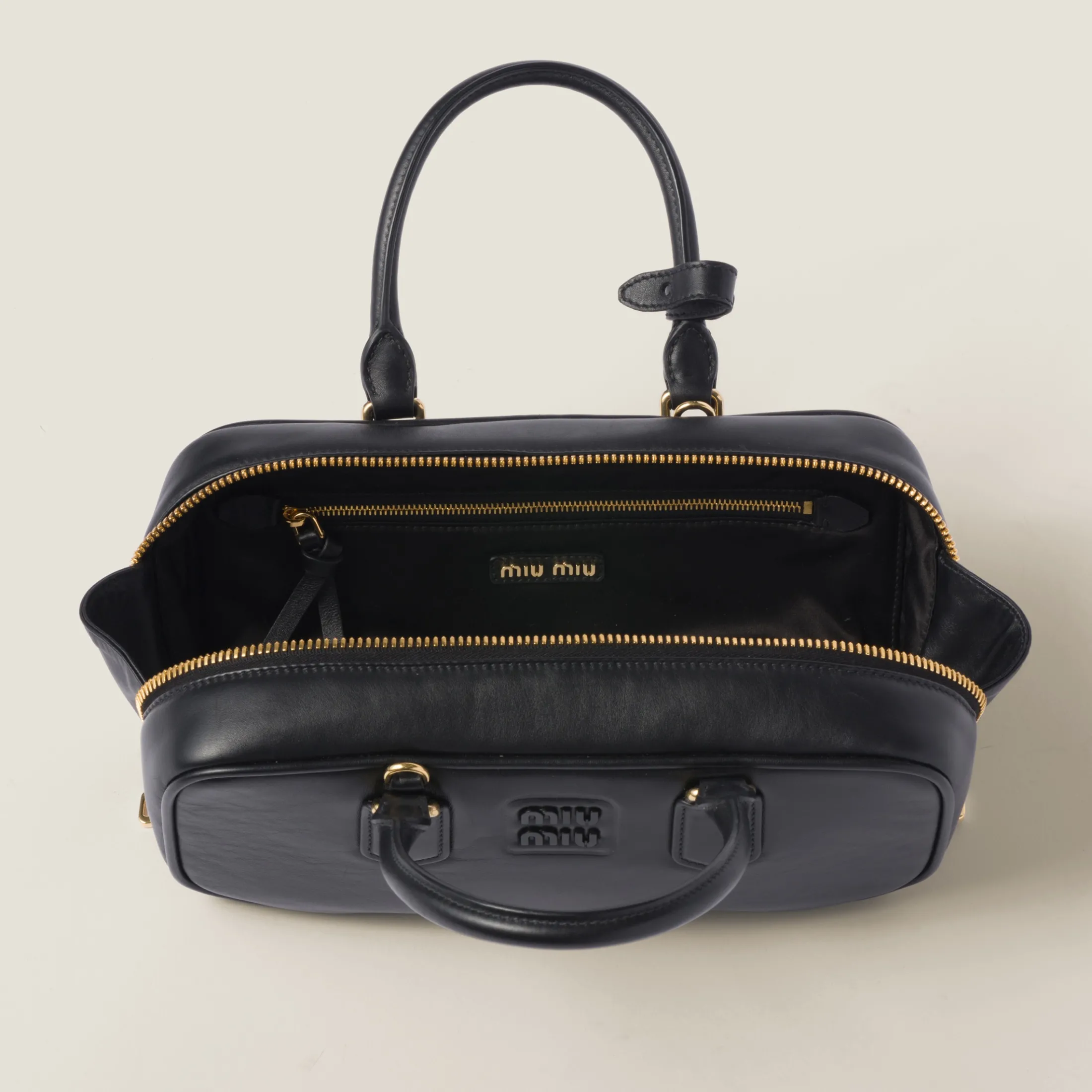 Black Arcadie Leather Bag | Miu Miu