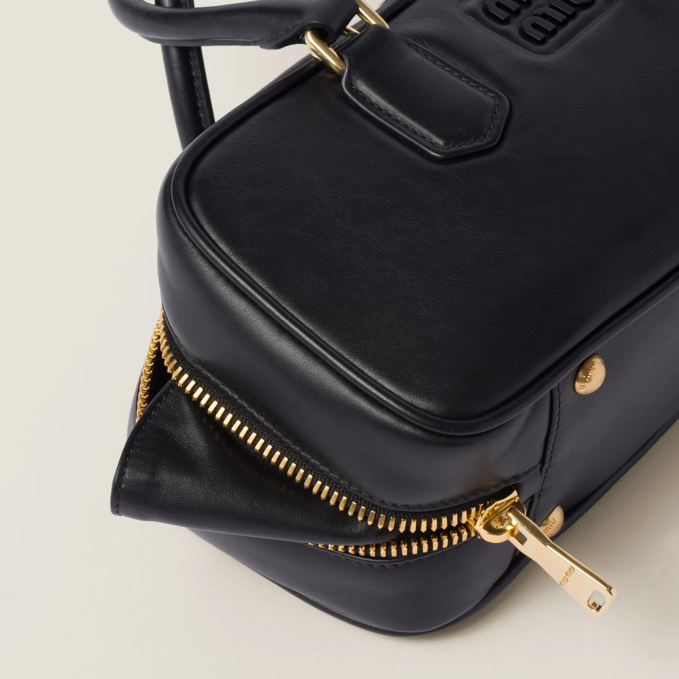 Black Arcadie Leather Bag | Miu Miu