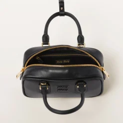 Black Arcadie Leather Bag | Miu Miu
