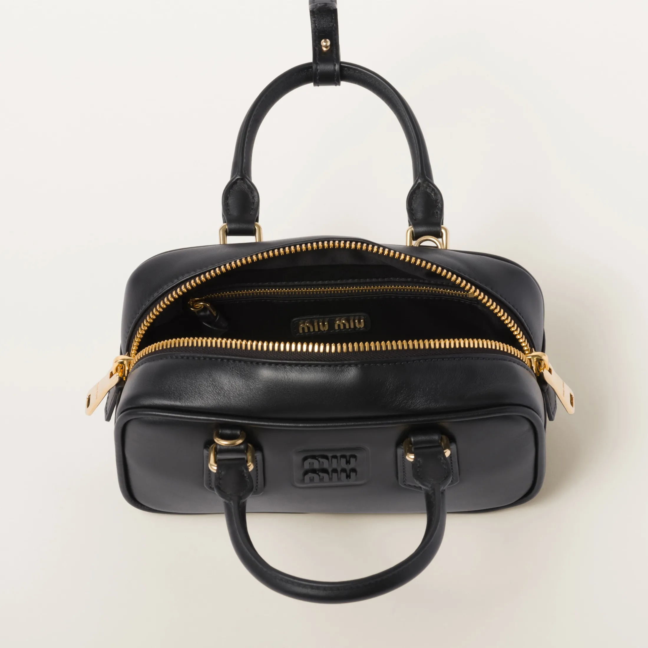 Black Arcadie Leather Bag | Miu Miu