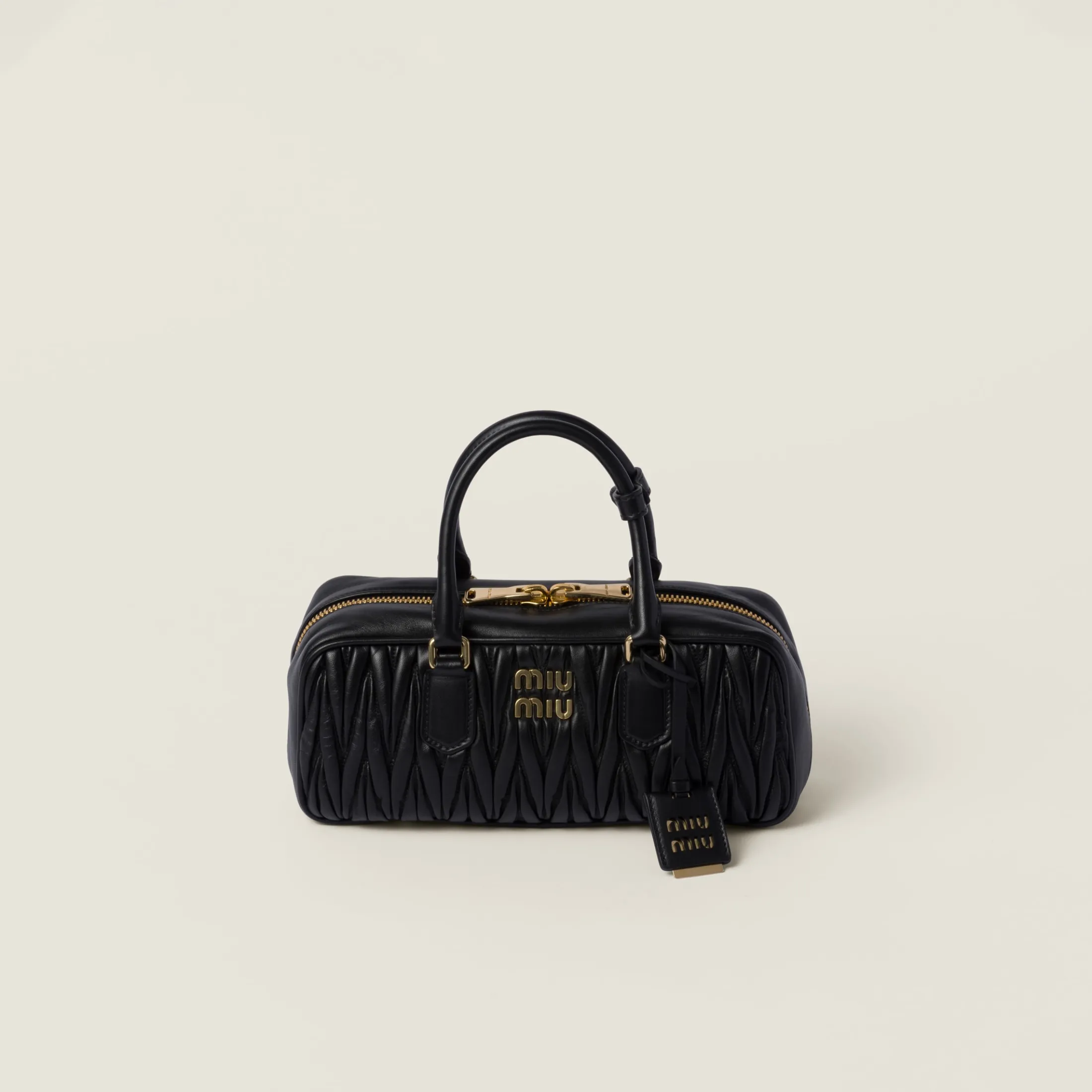 Black Arcadie Matelassé Nappa Leather Bag | Miu Miu