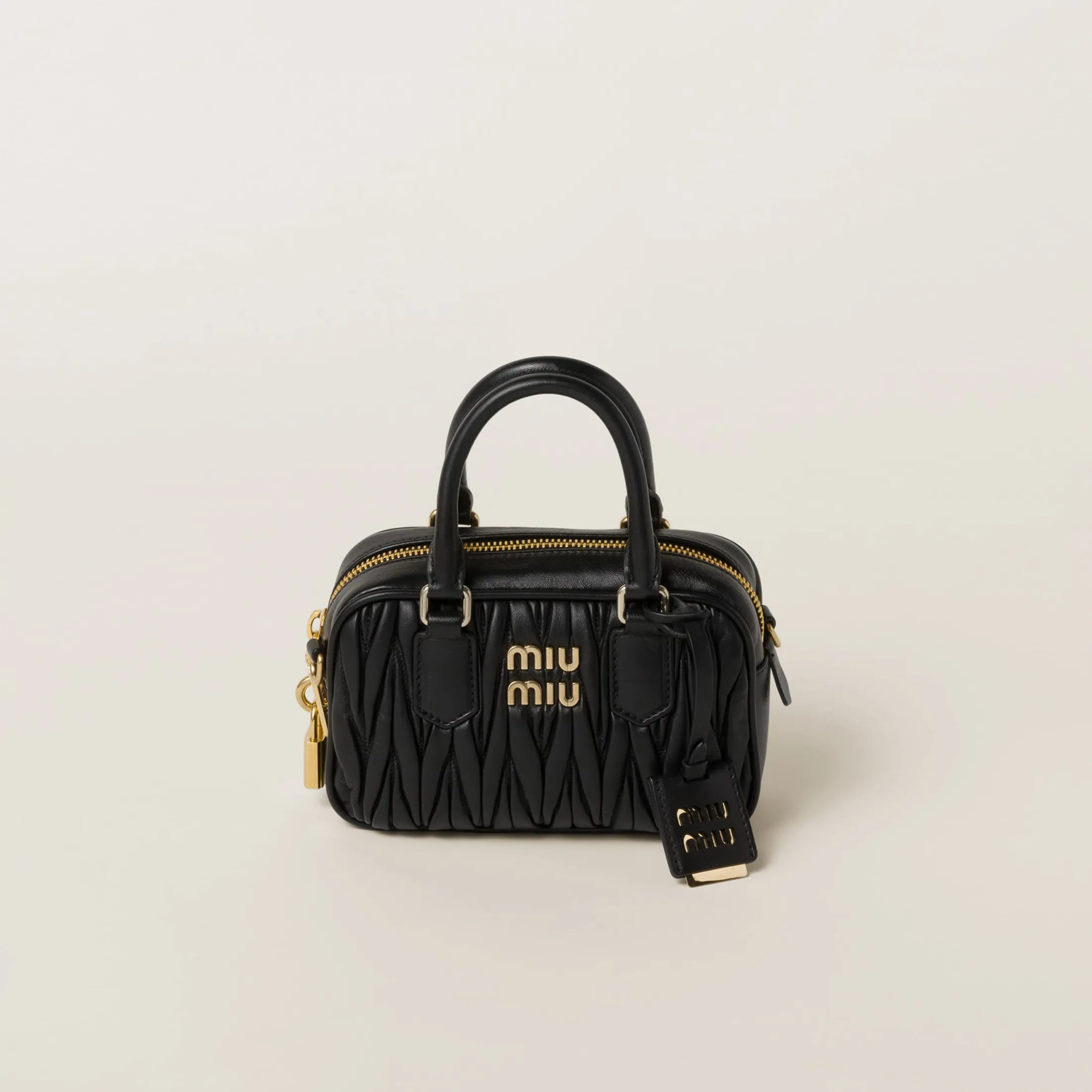 Black Arcadie Matelassé Nappa Leather Bag | Miu Miu