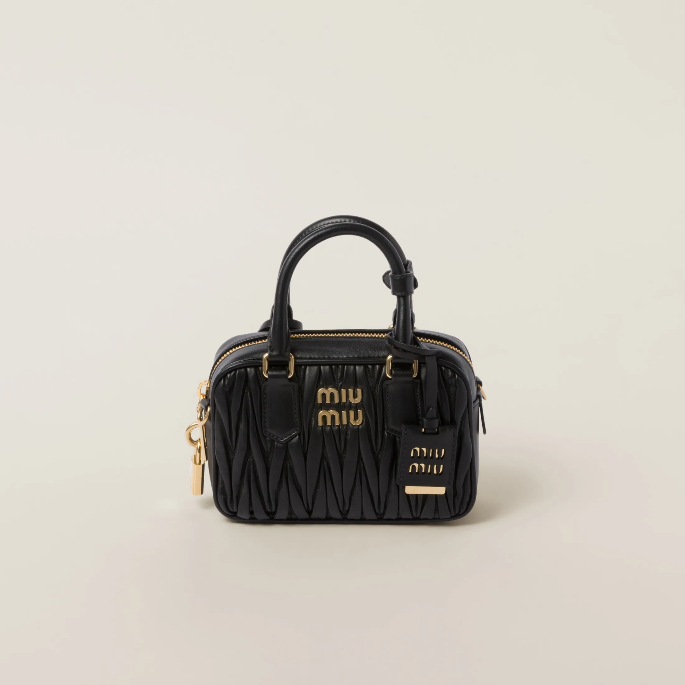 Black Arcadie Matelassé Nappa Leather Bag | Miu Miu
