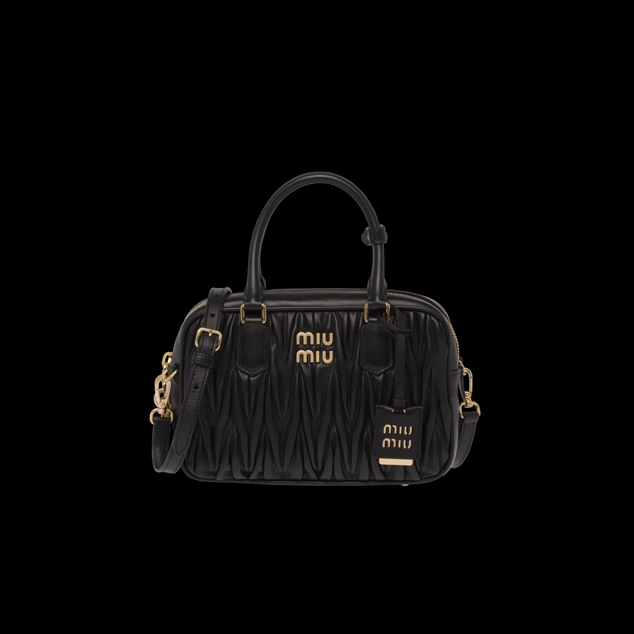 Black Arcadie Matelassé Nappa Leather Bag | Miu Miu