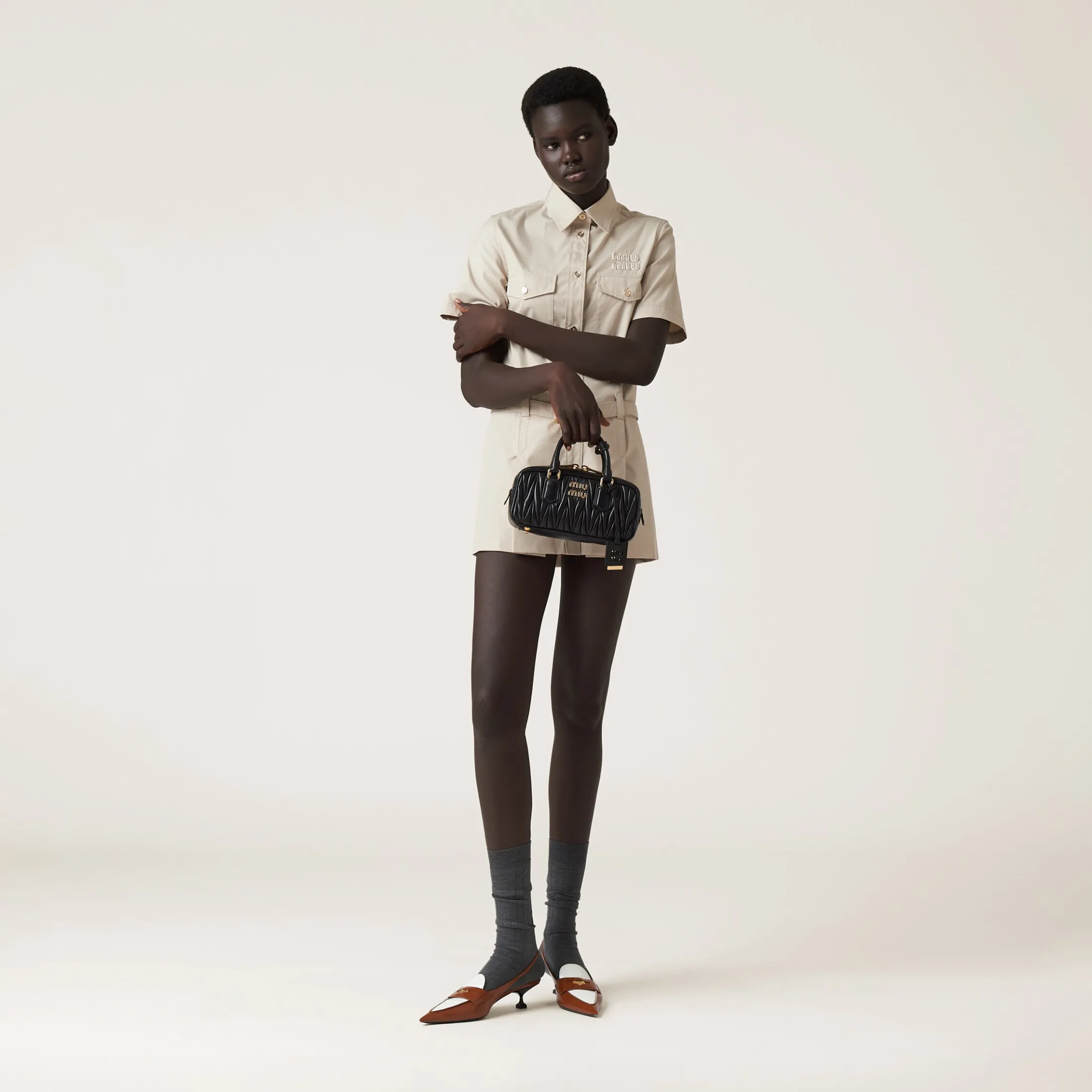 Black Arcadie Matelassé Nappa Leather Bag | Miu Miu