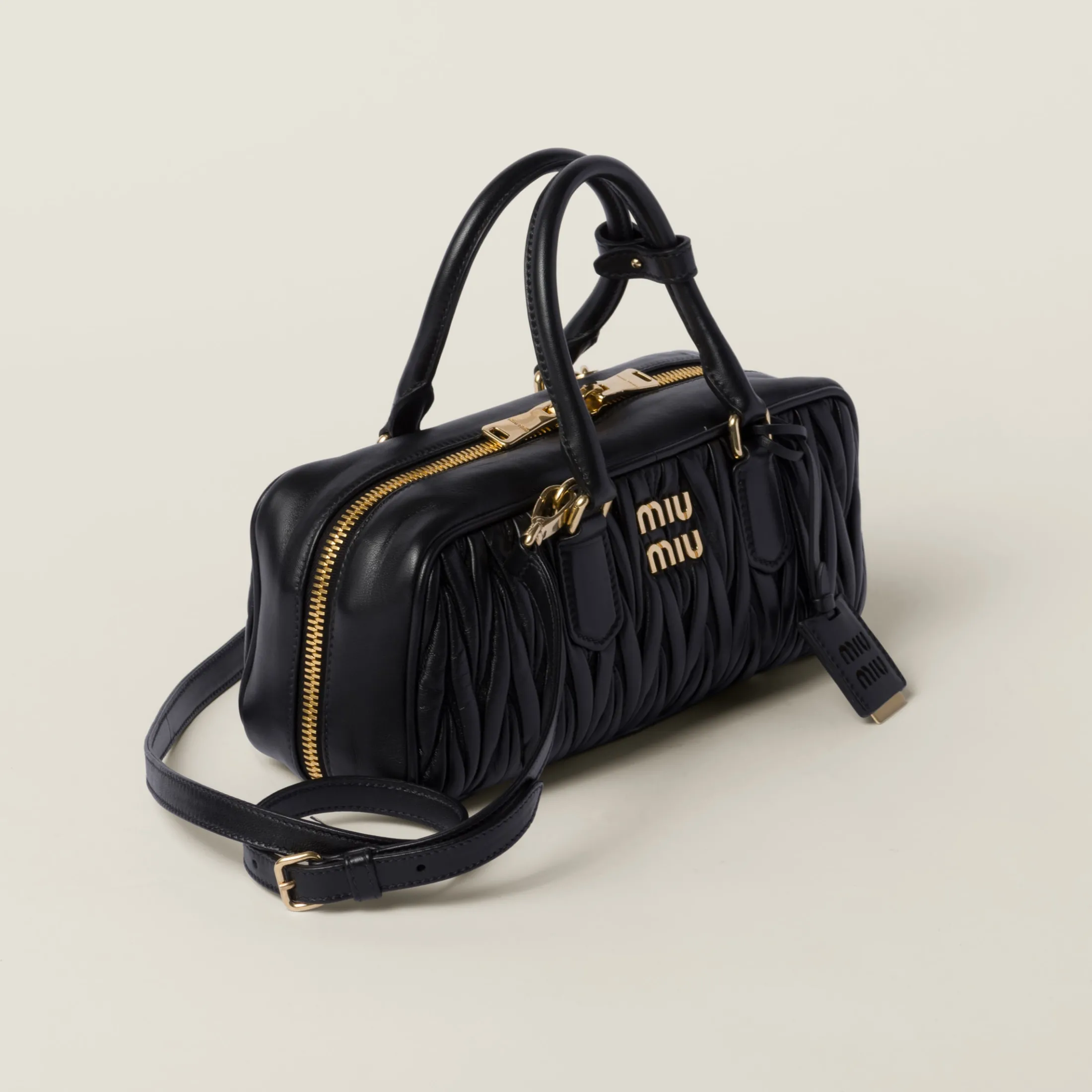 Black Arcadie Matelassé Nappa Leather Bag | Miu Miu
