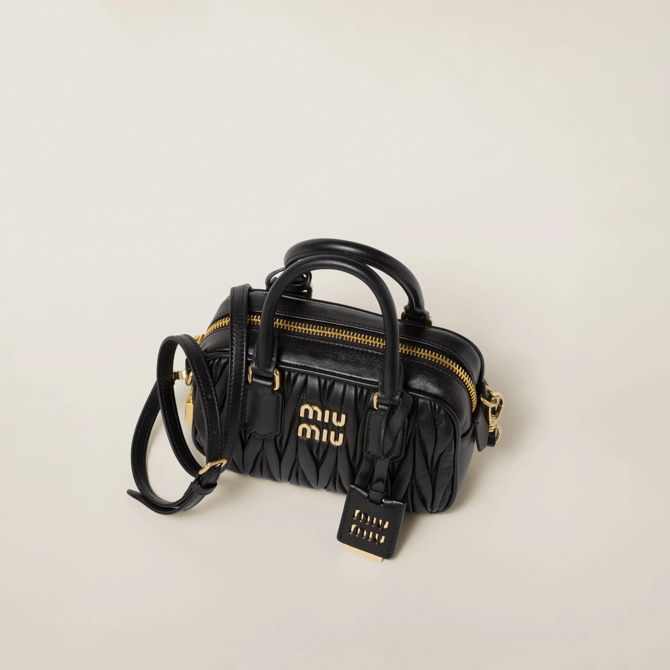 Black Arcadie Matelassé Nappa Leather Bag | Miu Miu
