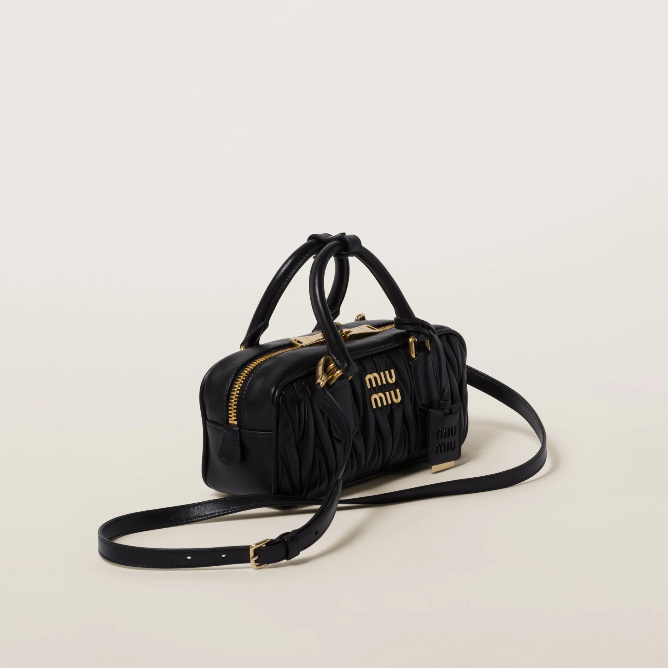 Black Arcadie Matelassé Nappa Leather Bag | Miu Miu