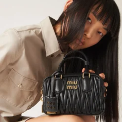 Black Arcadie Matelassé Nappa Leather Bag | Miu Miu