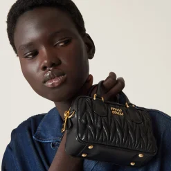 Black Arcadie Matelassé Nappa Leather Mini-bag | Miu Miu