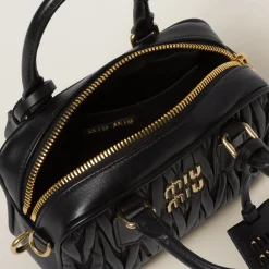 Black Arcadie Matelassé Nappa Leather Bag | Miu Miu