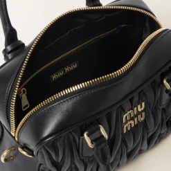 Black Arcadie Matelassé Nappa Leather Bag | Miu Miu
