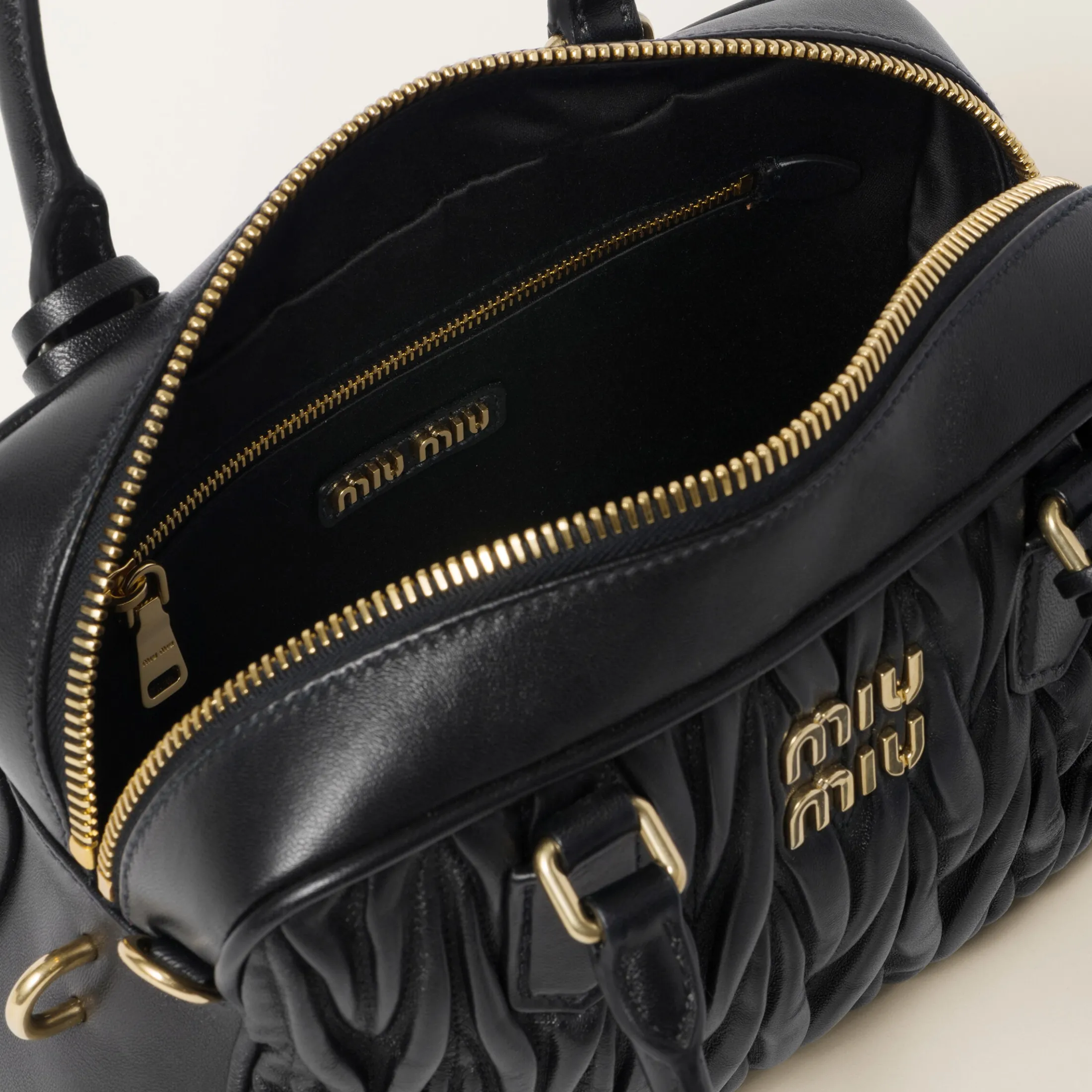 Black Arcadie Matelassé Nappa Leather Bag | Miu Miu