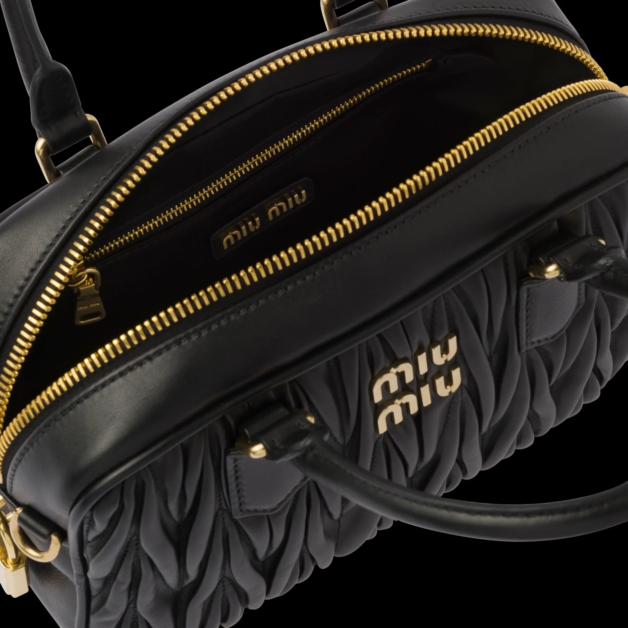 Black Arcadie Matelassé Nappa Leather Bag | Miu Miu