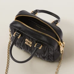 Black Arcadie Matelassé Nappa Leather Mini-bag | Miu Miu