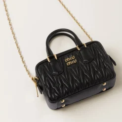 Black Arcadie Matelassé Nappa Leather Mini-bag | Miu Miu