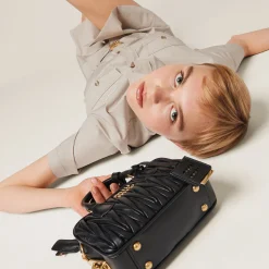 Black Arcadie Matelassé Nappa Leather Bag | Miu Miu