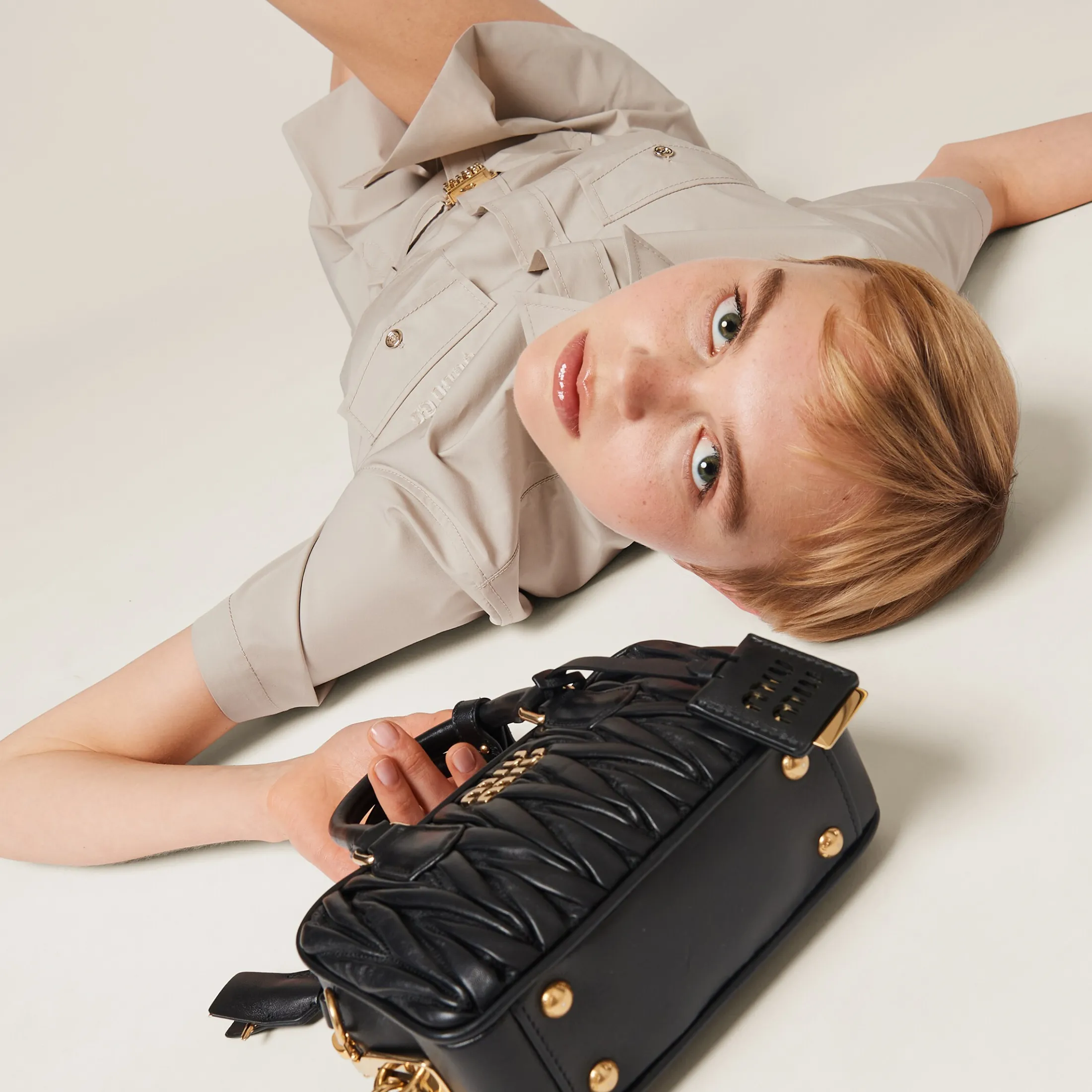 Black Arcadie Matelassé Nappa Leather Bag | Miu Miu