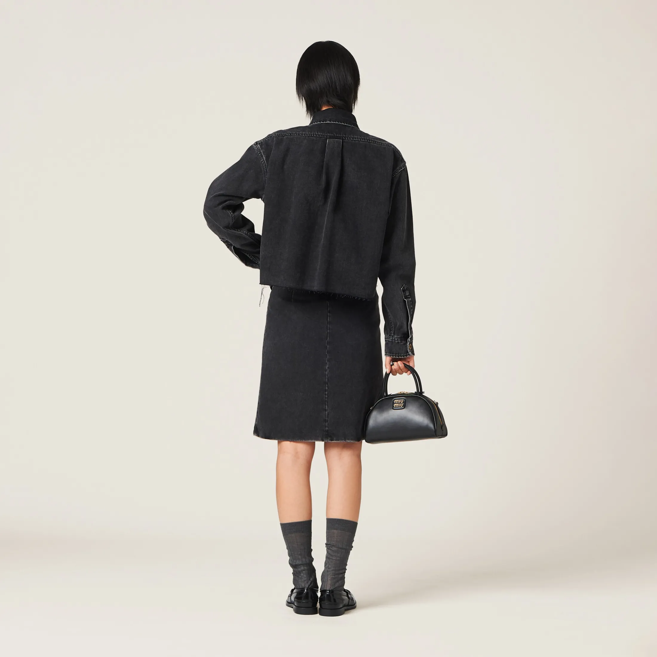 Black Black Denim Blouson Jacket | Miu Miu