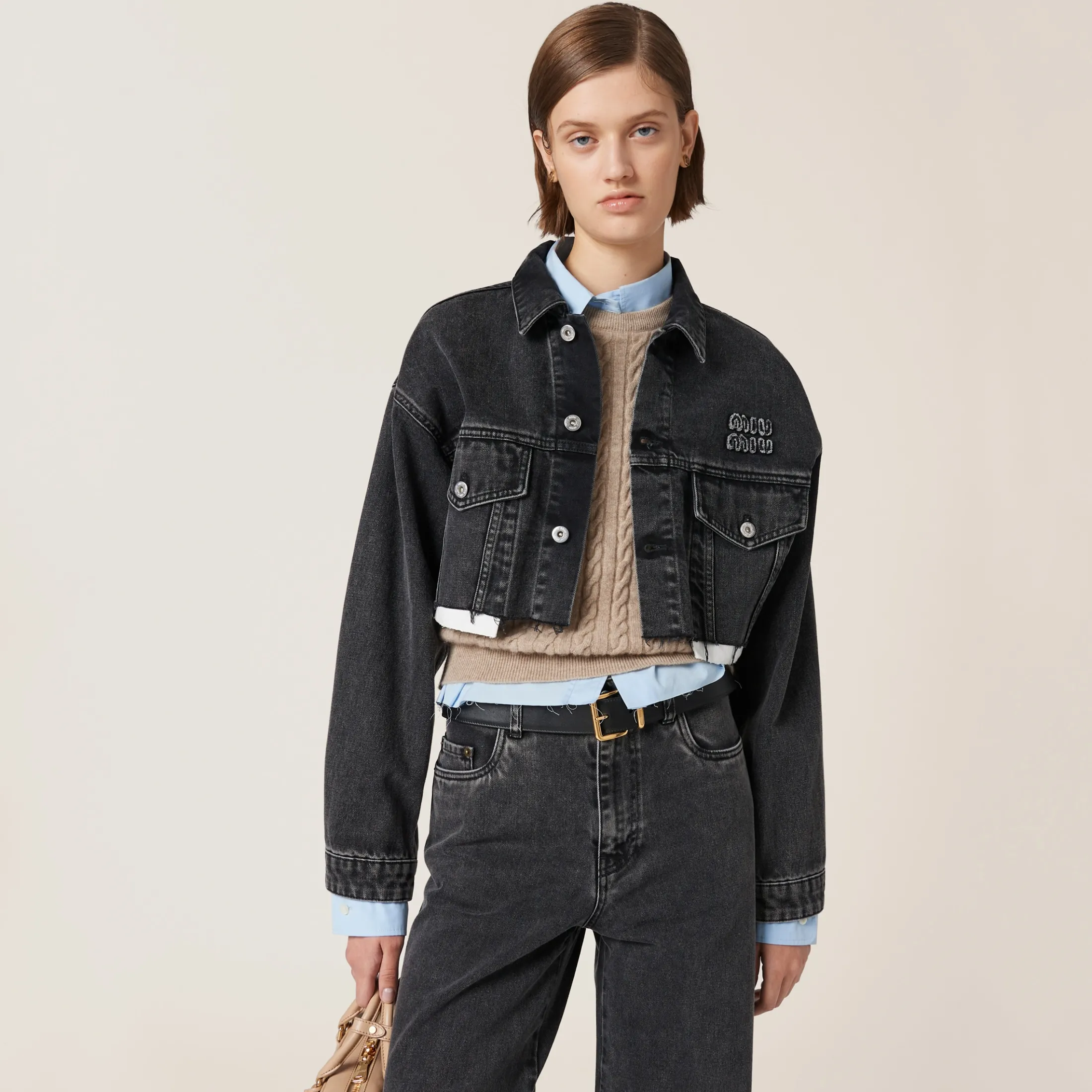 Black Black Denim Blouson Jacket | Miu Miu