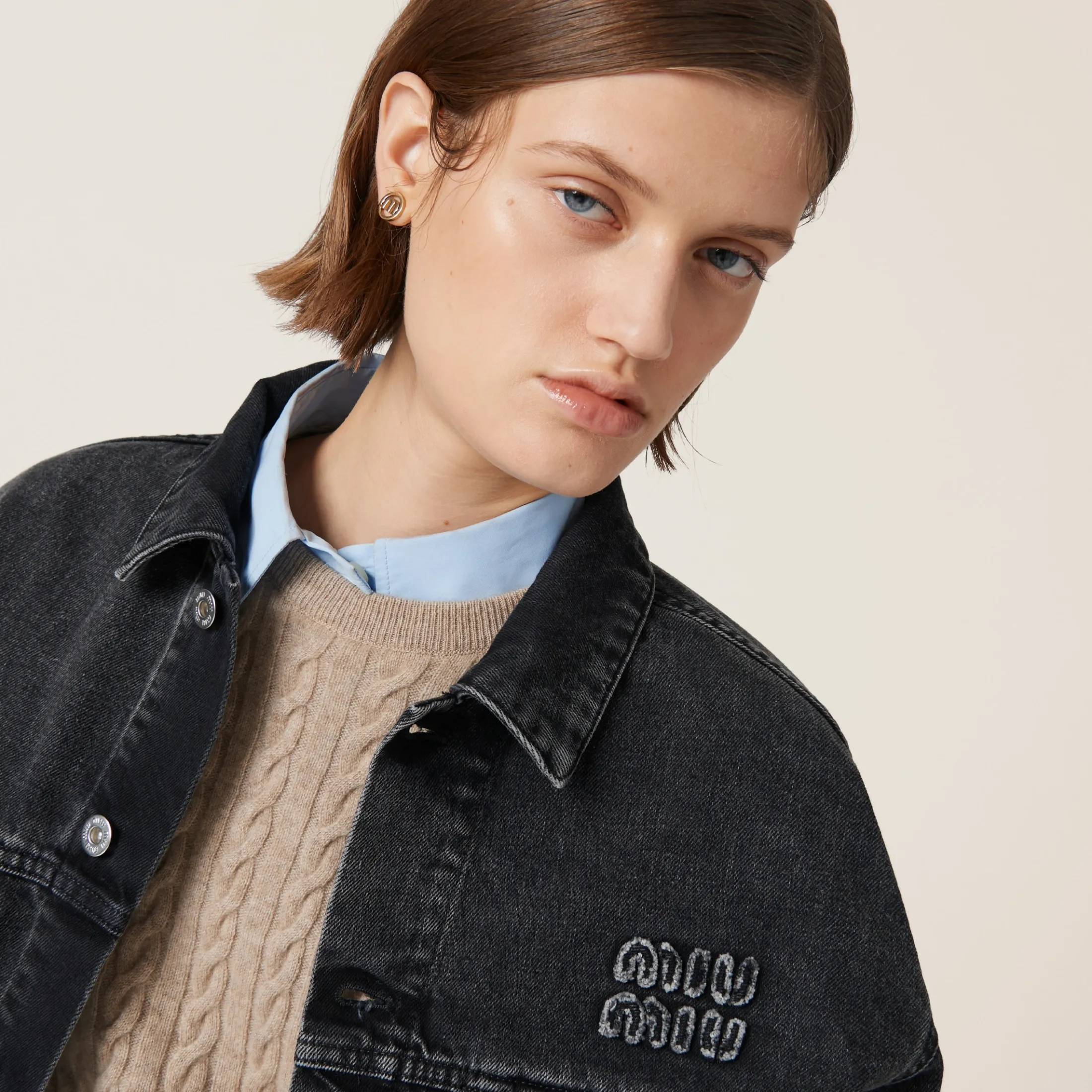 Black Black Denim Blouson Jacket | Miu Miu