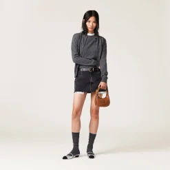 Black Black Denim Miniskirt | Miu Miu