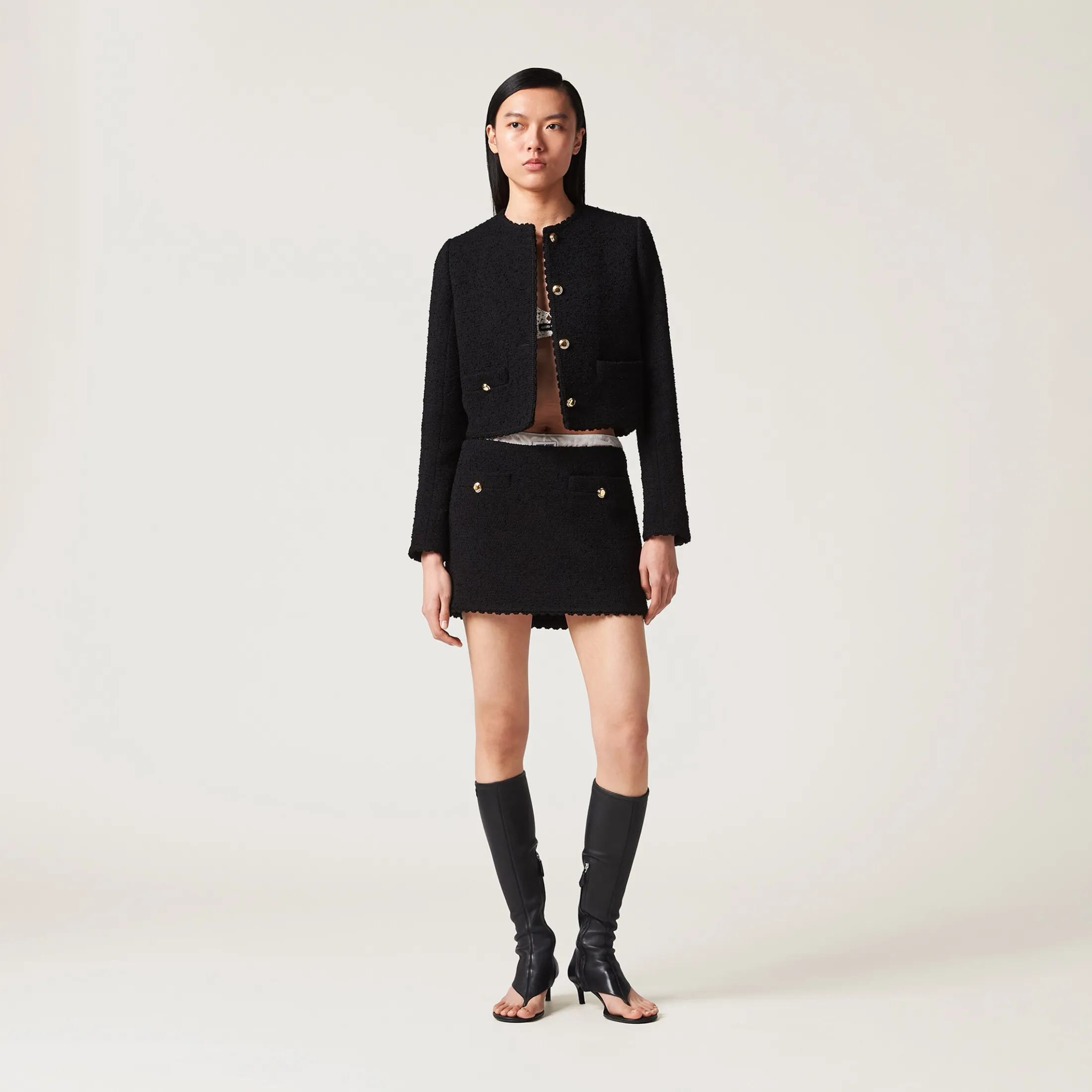 Black Bouclé Miniskirt | Miu Miu