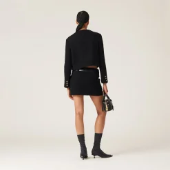 Black Bouclé Miniskirt | Miu Miu