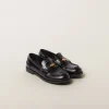 Black Brushed Leather Penny Loafers | Miu Miu
