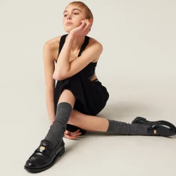 Black Brushed Leather Penny Loafers | Miu Miu