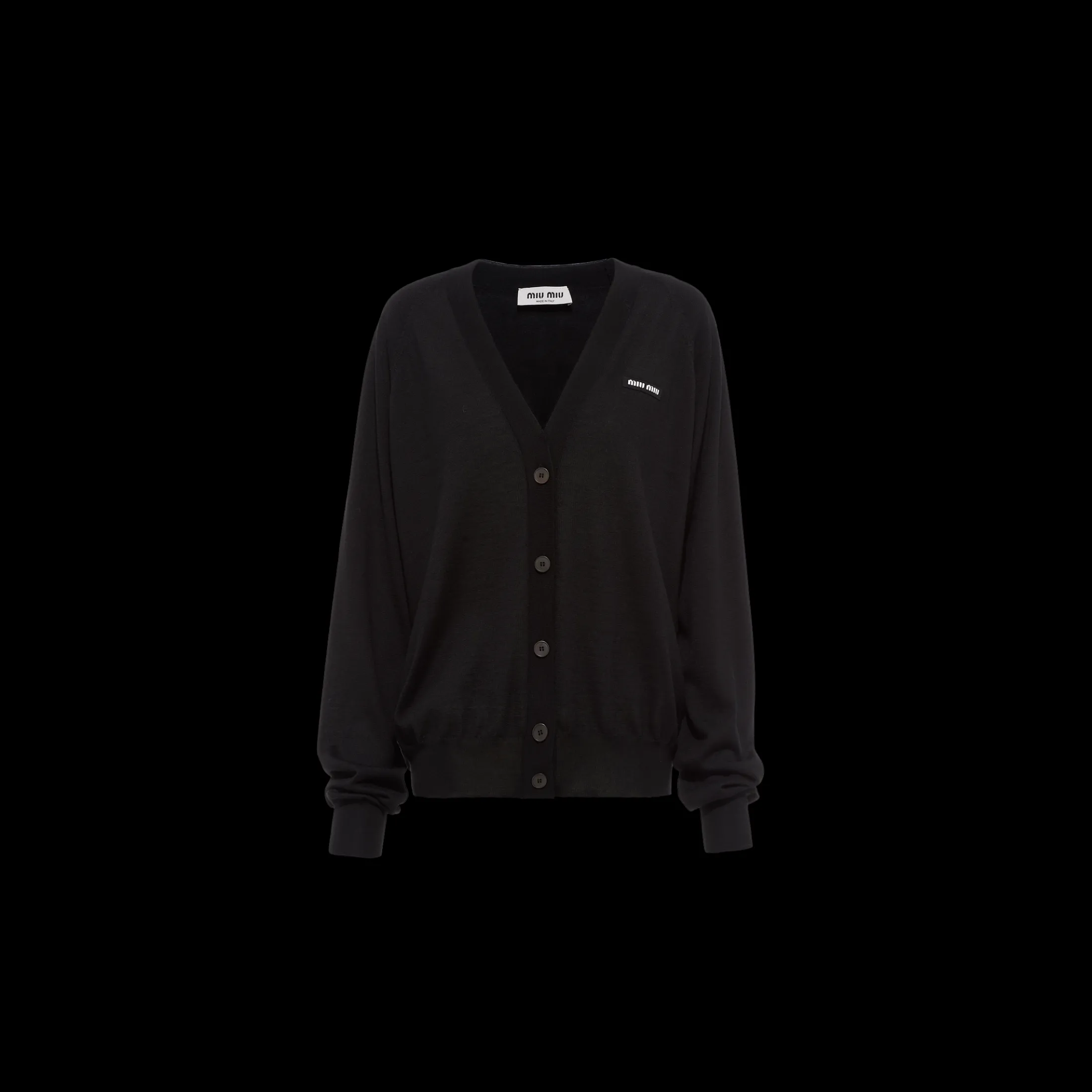 Black Cashmere And Silk Cardigan | Miu Miu