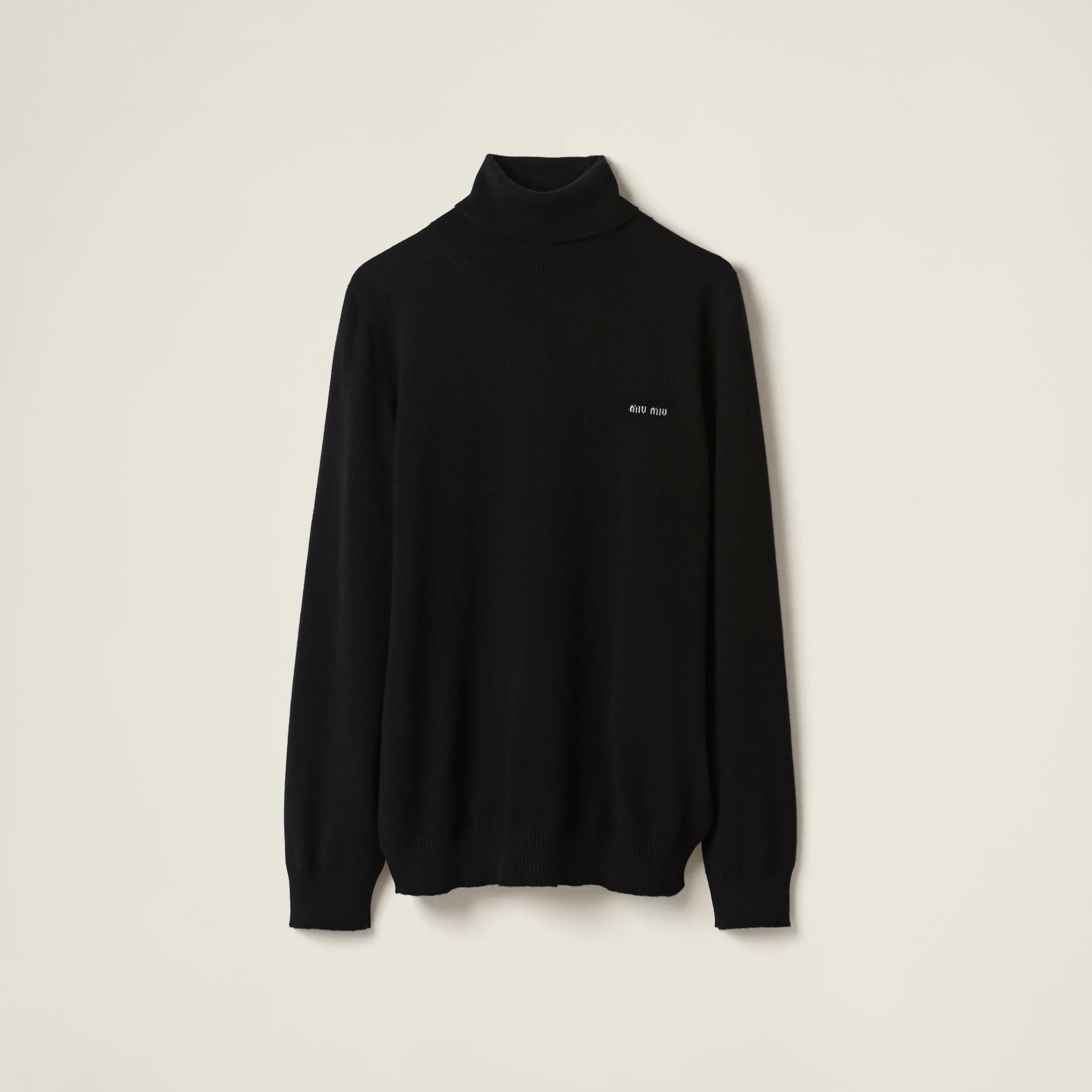 Black Cashmere Turtleneck Sweater | Miu Miu
