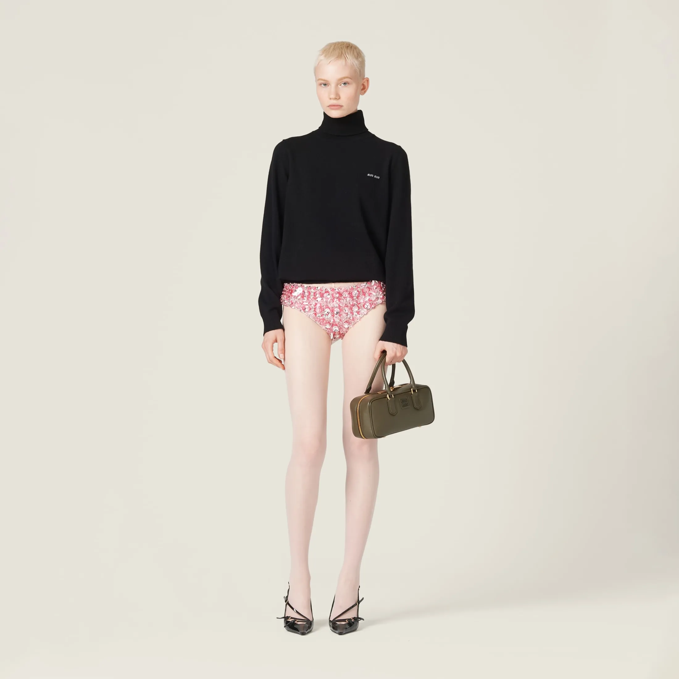 Black Cashmere Turtleneck Sweater | Miu Miu