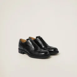 Black Church's X Miu Miu Brushed Leather Oxford Brogue Shoes | Miu Miu