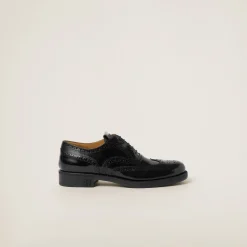 Black Church's X Miu Miu Brushed Leather Oxford Brogue Shoes | Miu Miu